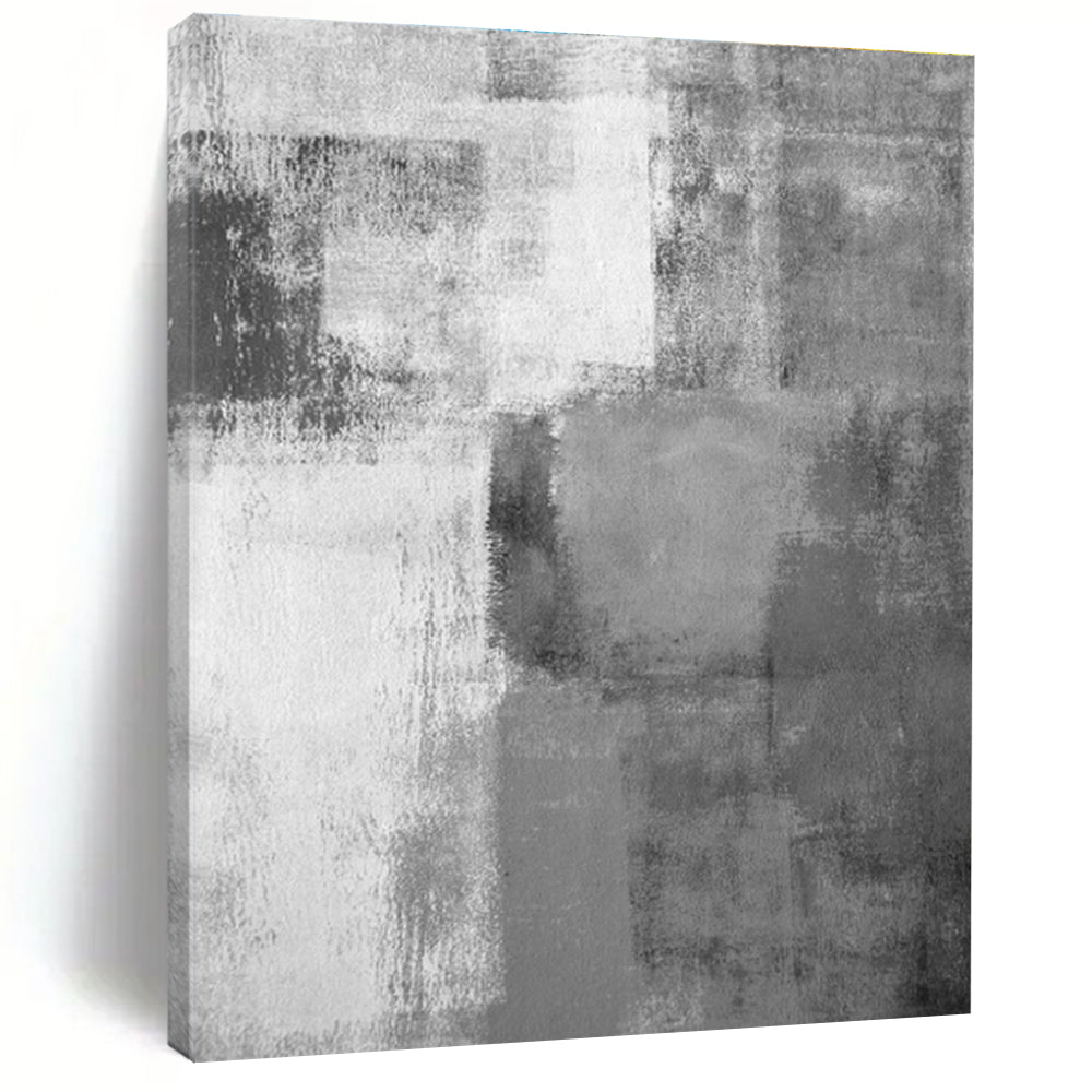 Minimalist Canvas Art Gray White Textured Abstract Art PT429