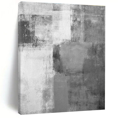 Minimalist Canvas Art Gray White Textured Abstract Art PT429