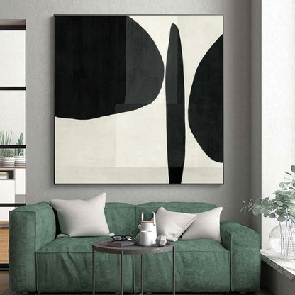 Modern Art Acrylic Black and White Geometric Abstract Art PT781
