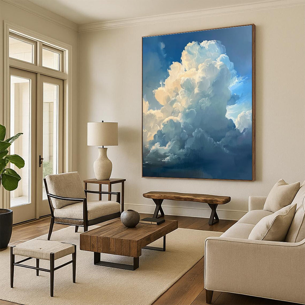 Big Painting Blue and White Cloud Abstract Sky Painting DPS442
