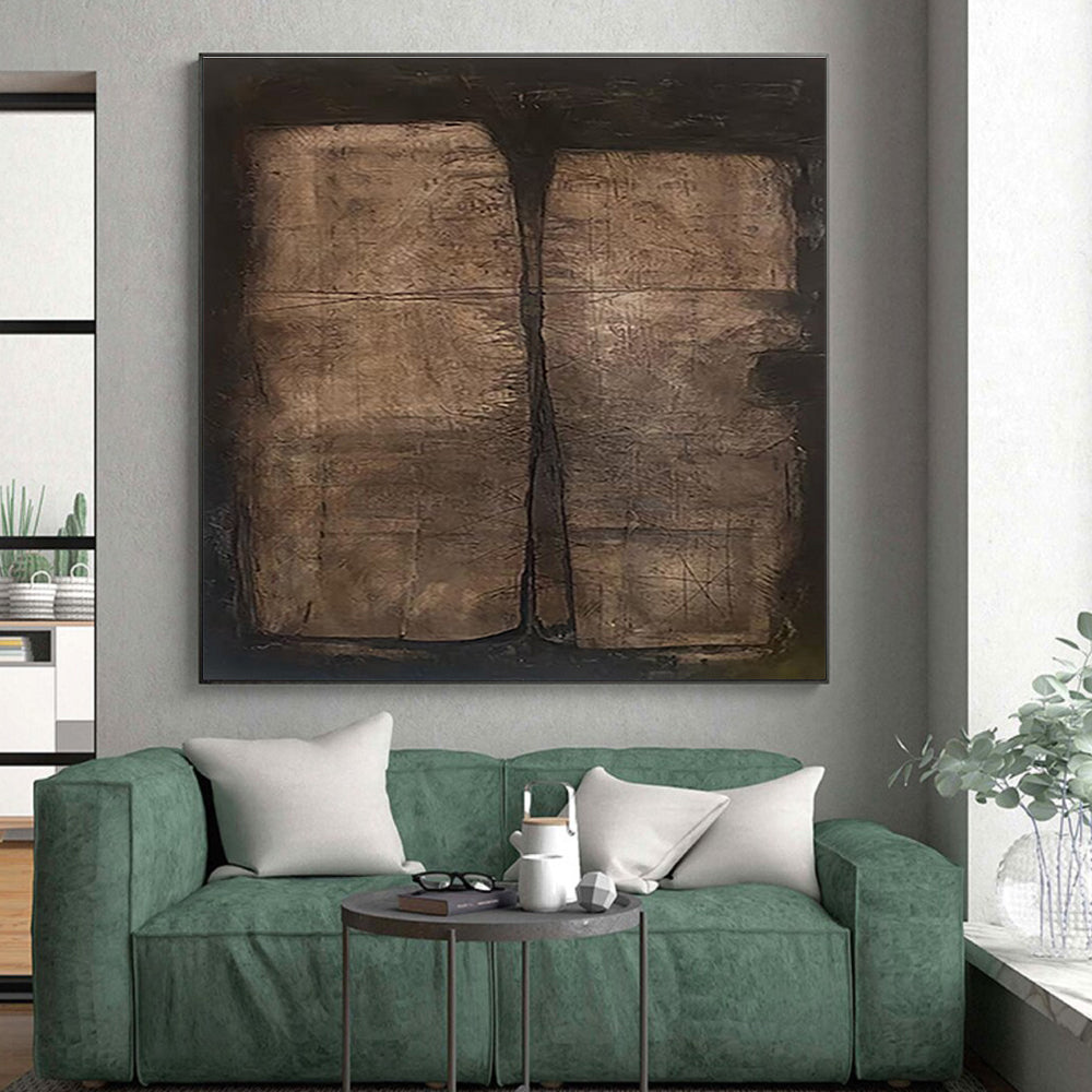 Large Size Brown Black Textured Abstract Art PT486