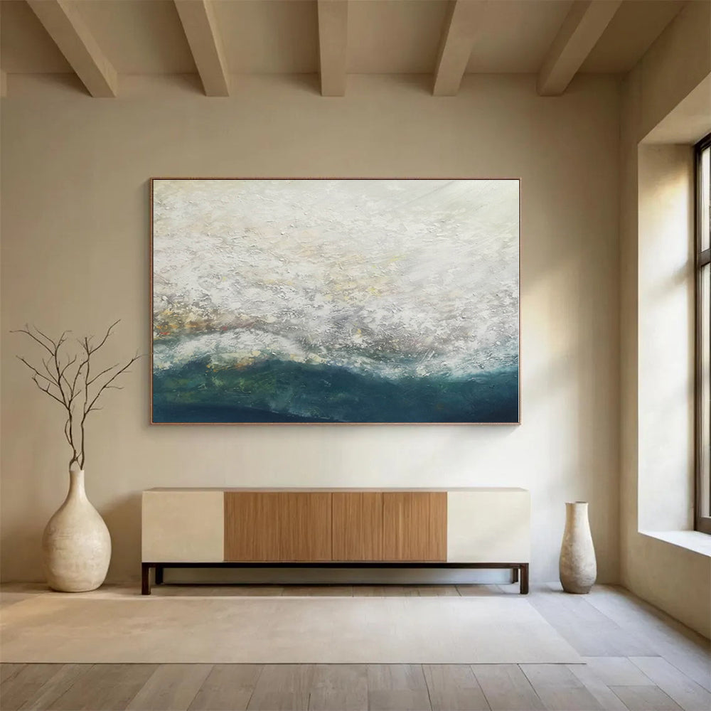 Hand-Painted Neutral Tones Textured Sea Abstract Painting On Canvas HPS081
