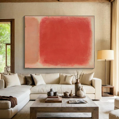 Minimalist Canvas Art - Red & Pink Monochrome Abstract Art with Soft Gradients PT610