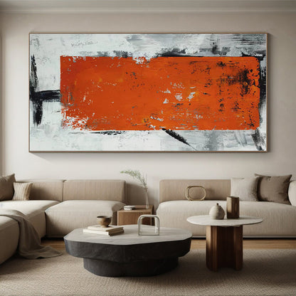 Large Size Orange Gray Black Textured Abstract Art PT403