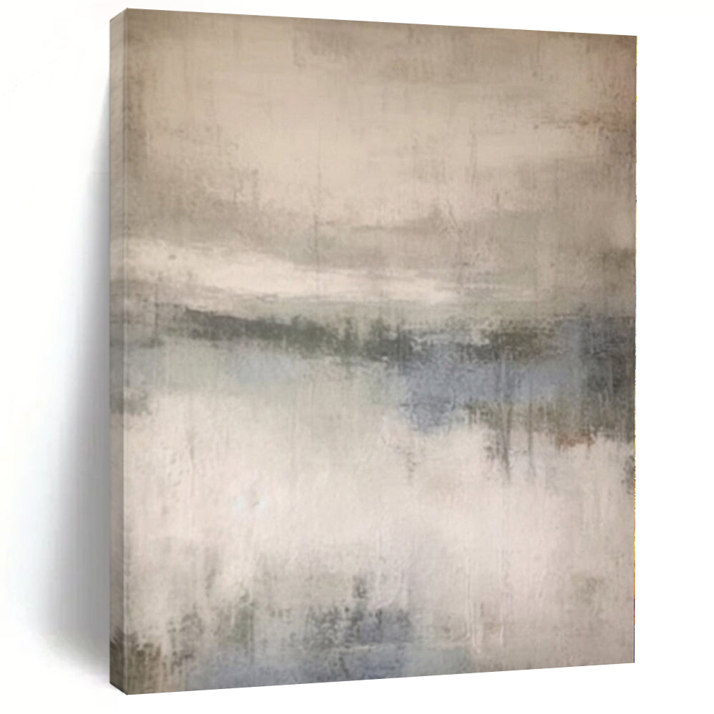 Hand Painted Art Gray & Blue Textured Abstract Painting On Canvas PT107