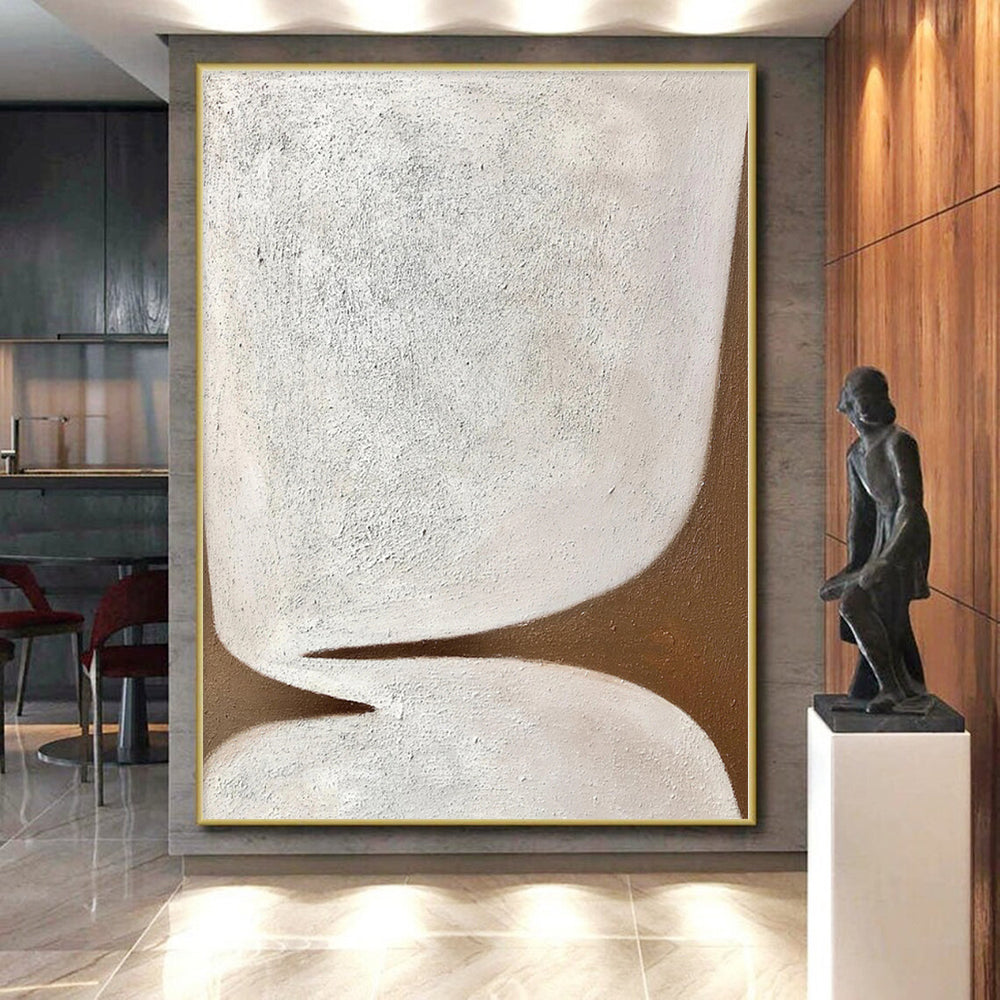 Modern Art Acrylic Beige & Brown Textured Abstract Painting On Canvas PT039