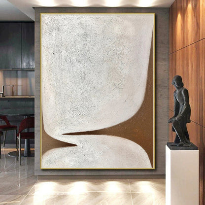 Modern Art Acrylic Beige & Brown Textured Abstract Painting On Canvas PT039