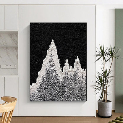 Large Painting In Living Room Black, White, and Gray Textured Abstract Mountain Art DPS460