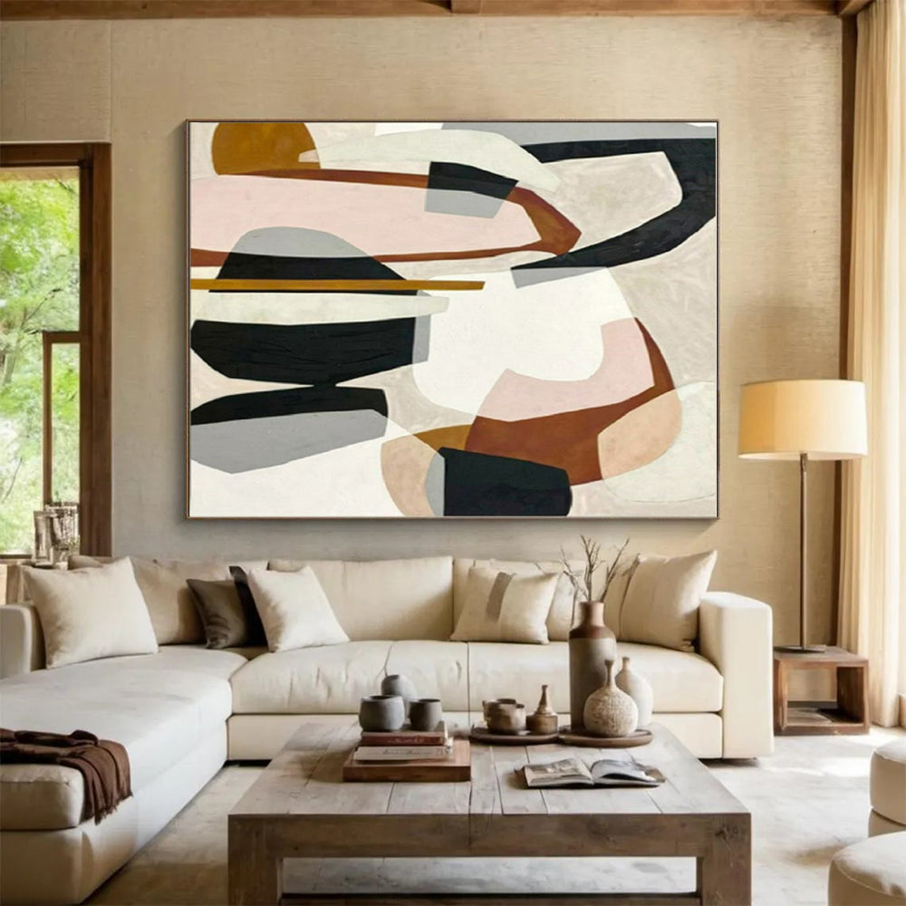 Unique Abstract Art Multicolor Geometric Abstract Collage, Acrylic Modern Art Paintings PT551