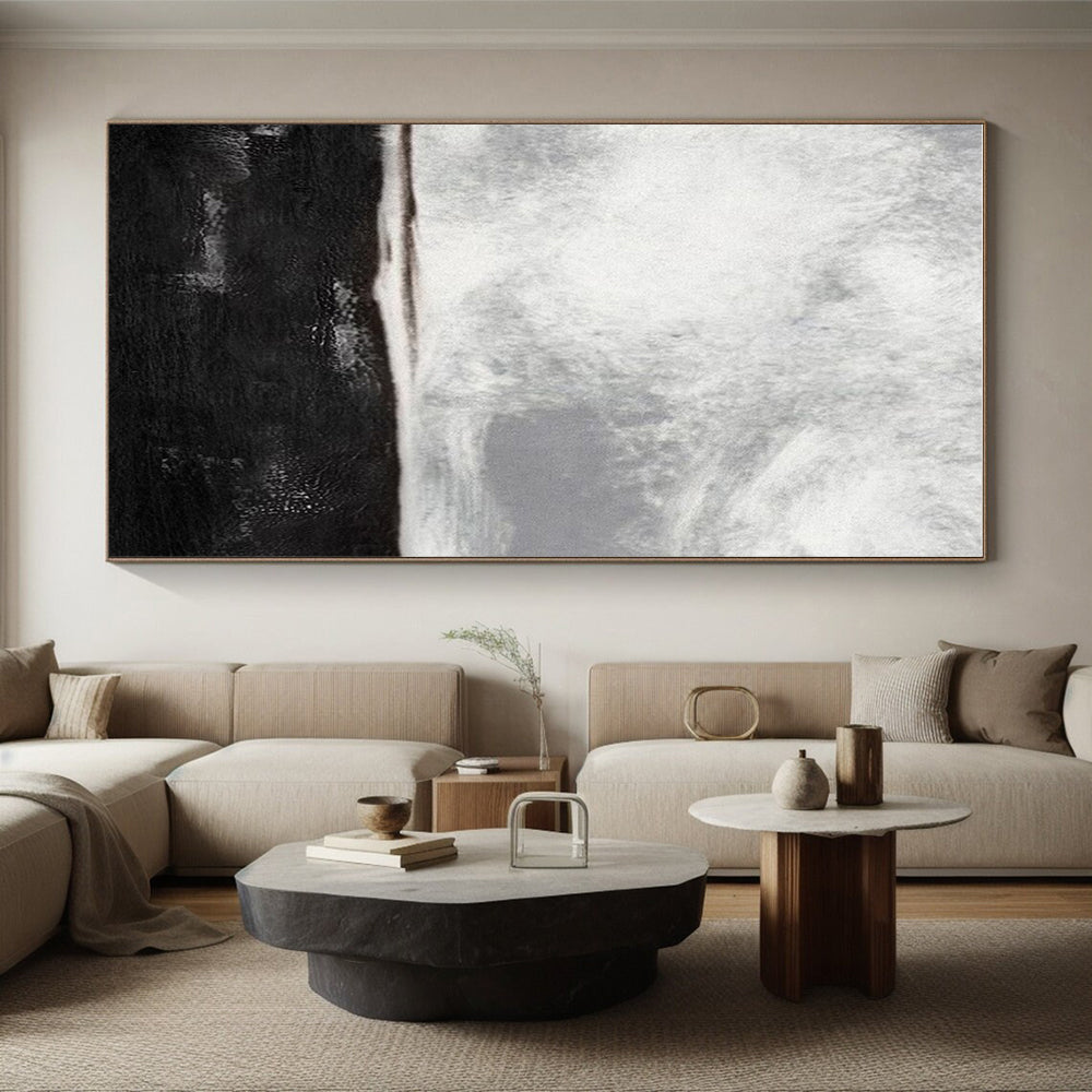 Oversized Abstract Wall Art Black and White Textured Abstract Art PT706