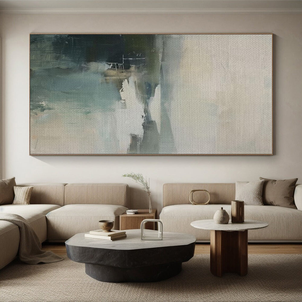 Cool Abstract Paintings - Muted Tones Abstract Landscape Art with Soft Layers PT578
