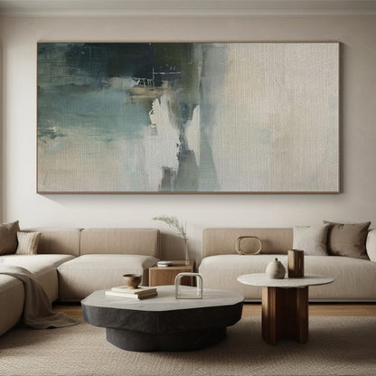 Cool Abstract Paintings - Muted Tones Abstract Landscape Art with Soft Layers PT578