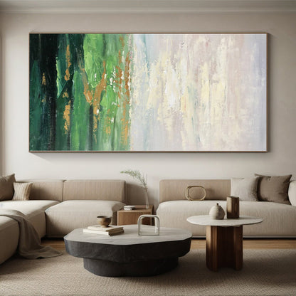 Acrylic Modern Art Paintings Green & Gold Landscape Abstract Painting On Canvas PT067