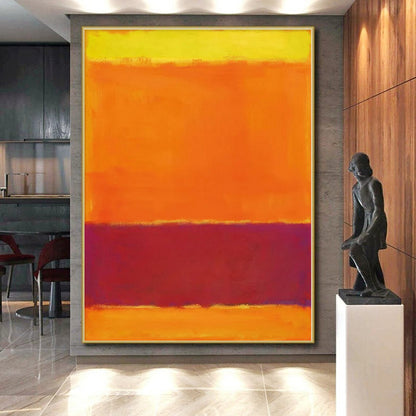 Hand Painting Orange & Red Color Field Abstract Painting On Canvas PT102