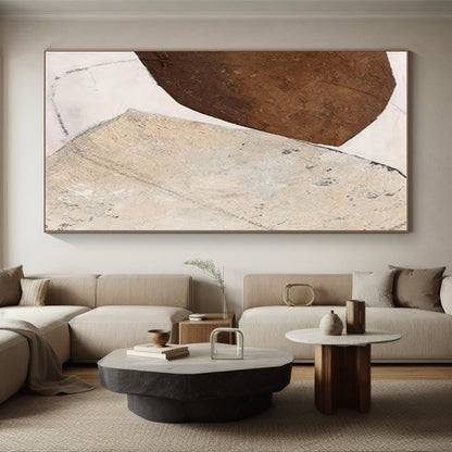 Unique Abstract Art Brown Beige Textured Shape Abstract Art PT338