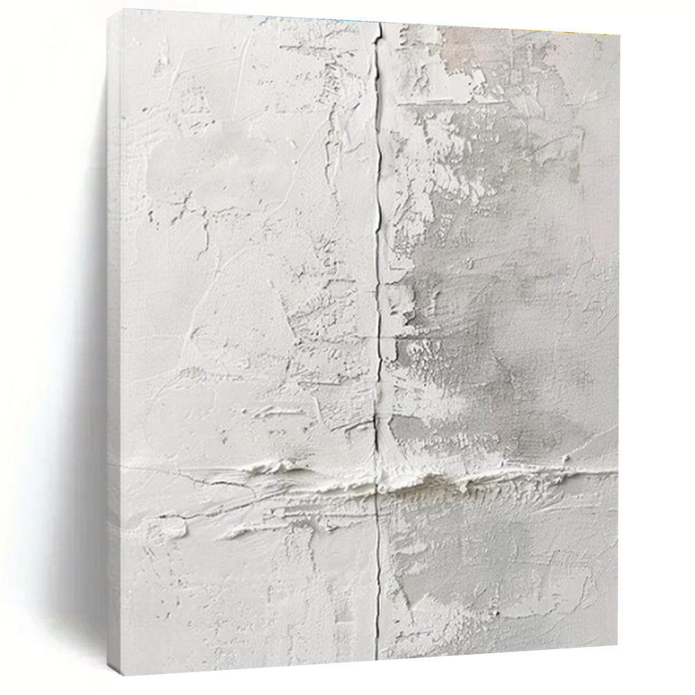 Minimalist Canvas Art White and Gray Textured Abstract Art PT659