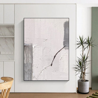 Hand Painted Art in Grey and White Textural Abstract Details Painting PT265