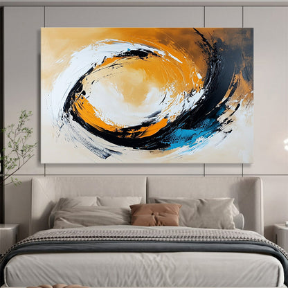 Cool Abstract Paintings Orange, Black, White & Blue Dynamic Abstract Painting HPS295