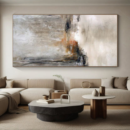 Large Size Beige, Gray, and Brown Textured Abstract Art PT695