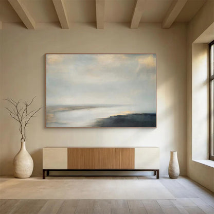 Large Size Neutral Tones Misty Landscape Abstract On Canvas HPS038