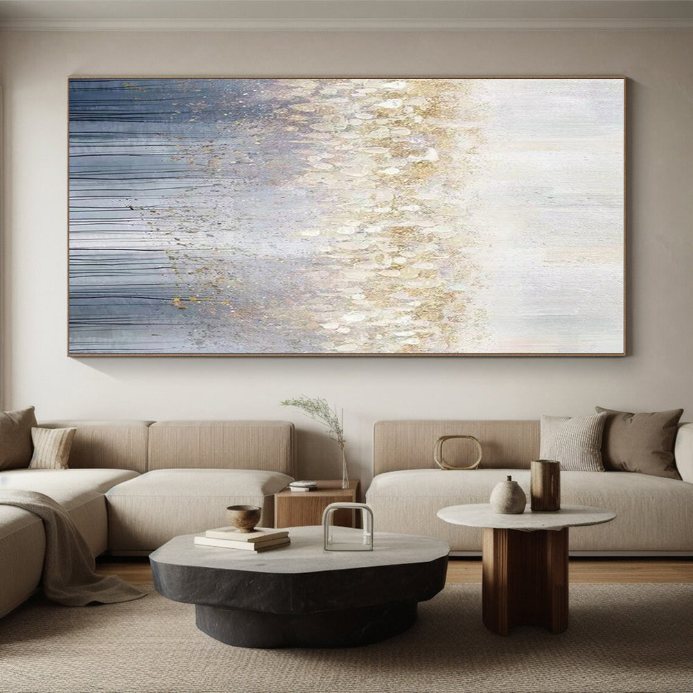 Unique Abstract Art Gold and Gray Forest-Inspired Piece, Large Contemporary Wall Art PT512