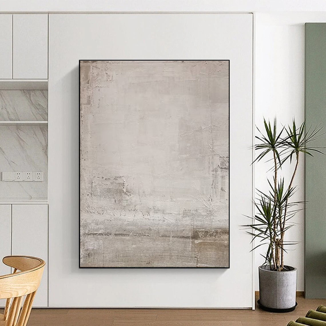 Minimalist Canvas Art Light Gray Textured Abstract Art PT626