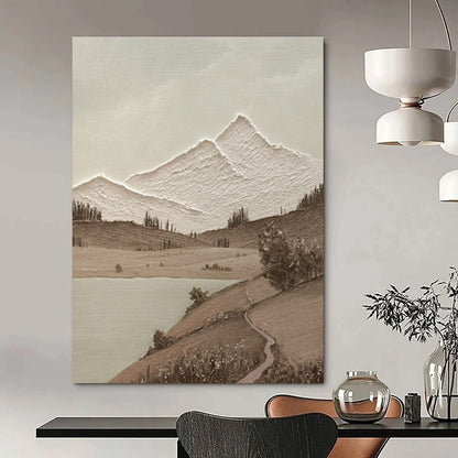 Minimalist Canvas Art Brown and Beige Mountain Landscape Abstract Painting DPS448