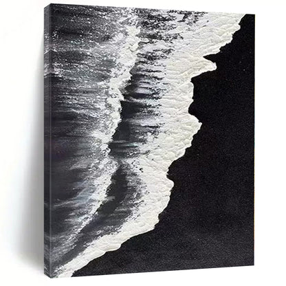 Minimalist Canvas Art Black and White Wave Abstract Sea Painting DPS418