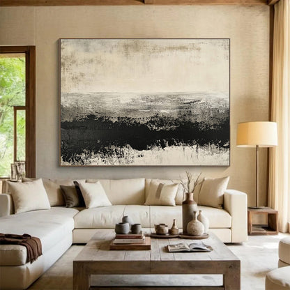 Modern Art Acrylic Gray & Black Textured Landscape Abstract Painting HPS259