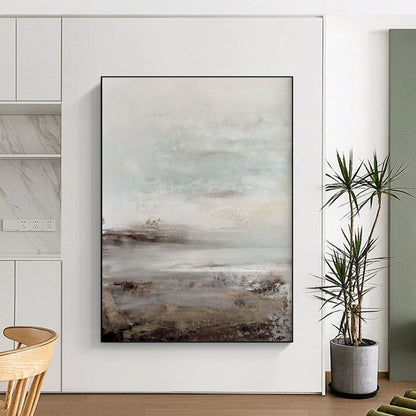 Large Size Beige, Grey, and Brown Abstract Landscape Textures Art PT237
