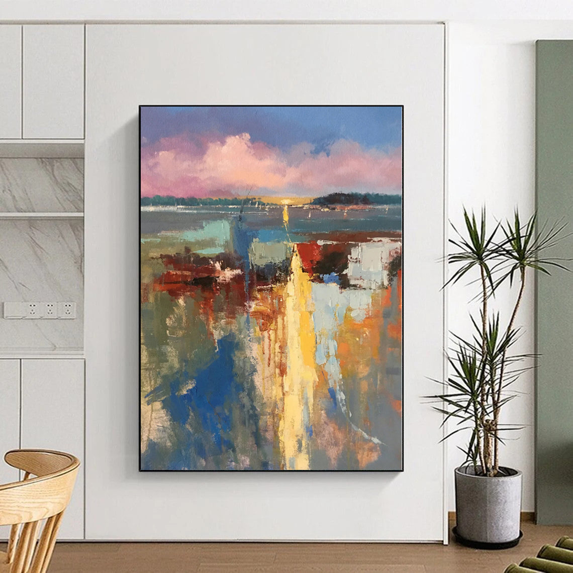 Hand Painting Colorful Coastal Abstract Landscape Acrylic Modern Art Painting DPS427