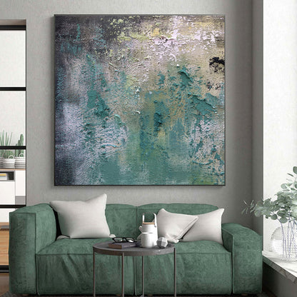 Cool Abstract Paintings Teal Green Textured Abstract Art PT504