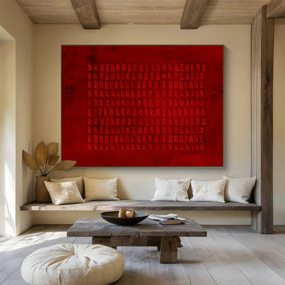 Gaint Canvas Art Red Textured Geometric Abstract Art HPS382