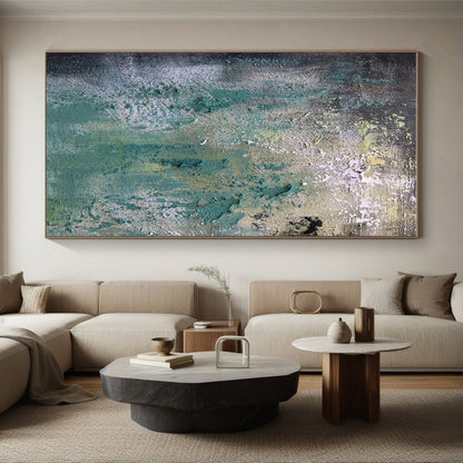 Unique Abstract Art Teal, Green, and Gray Textured Abstract Art PT783