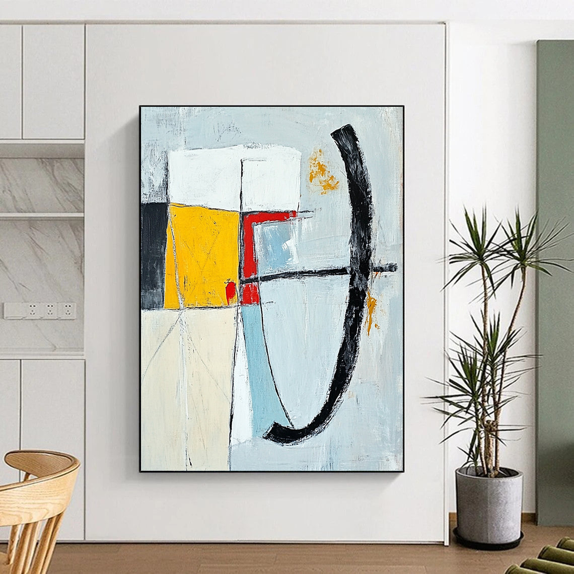 Oversized Abstract Wall Art Multicolor Geometric Abstract Painting On Canvas PT128