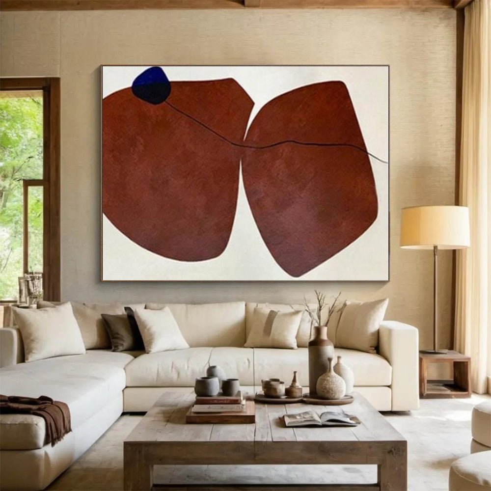 Unique Abstract Art Brown and Blue Organic Abstract Art PT689