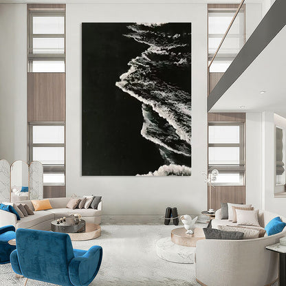 Minimalist Canvas Art Black and White Abstract Wave Painting DPS454