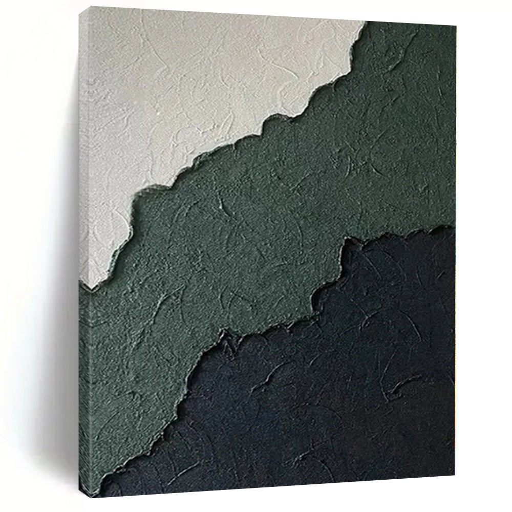 48x60 Green, Black & White Textured Abstract Painting On Canvas PT047