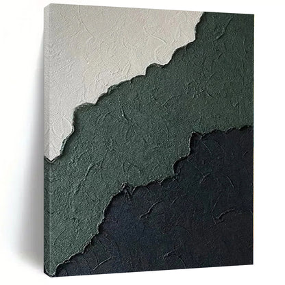 48x60 Green, Black & White Textured Abstract Painting On Canvas PT047