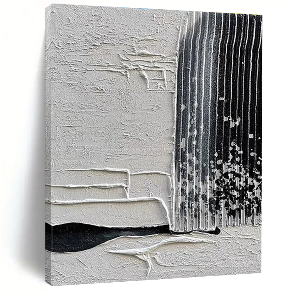Oversized Abstract Wall Art Black White Textured Abstract Art PT379