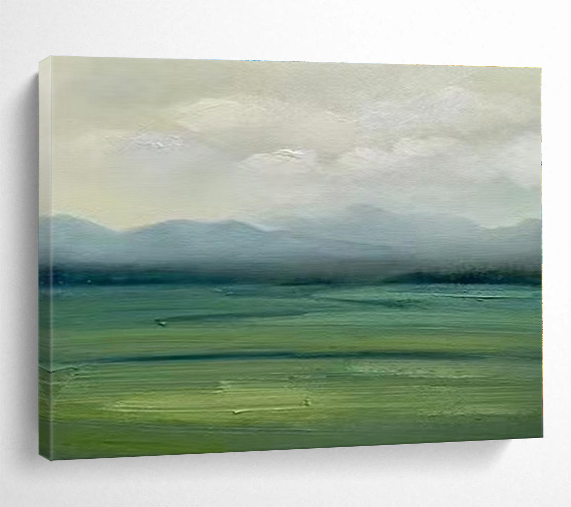 Minimalist Canvas Art Soft Green & Gray Landscape Abstract On Canvas HPS033