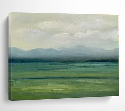 Minimalist Canvas Art Soft Green & Gray Landscape Abstract On Canvas HPS033