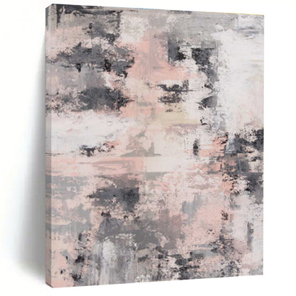 Hand Painted Art Pink, Gray, and Black Abstract Textured Piece, Acrylic Modern Art PT293