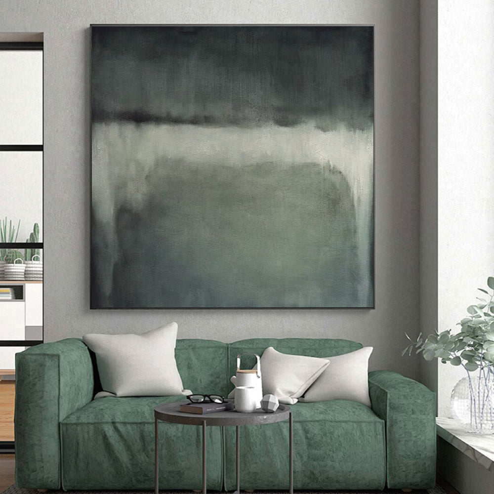 Minimalist Canvas Art Gray and White Abstract Misty Scene, Modern Art Acrylic PT531