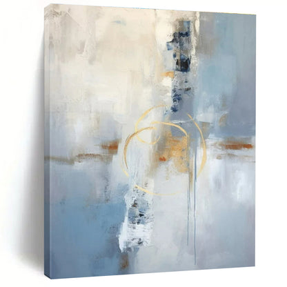 Acrylic Modern Art Paintings Blue, Beige, and Gold Abstract Art PT752