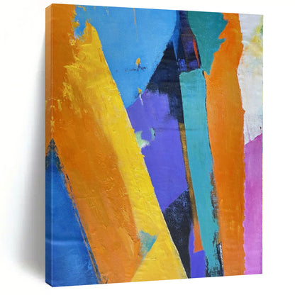Modern Art Acrylic Multicolor Geometric Abstract Painting On Canvas PT069