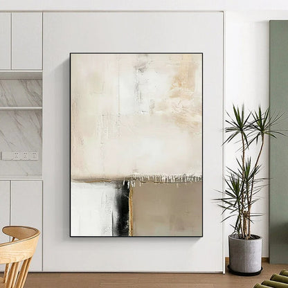 Acrylic Modern Art Paintings Beige, Black, and White Textured Abstract Art PT786