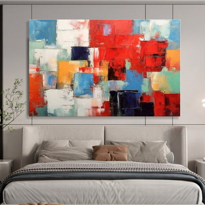 Acrylic Modern Art Paintings Multicolor Geometric Abstract On Canvas HPS070