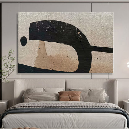 Handmade Art Black, Beige & Brown Geometric Abstract On Canvas HPS049