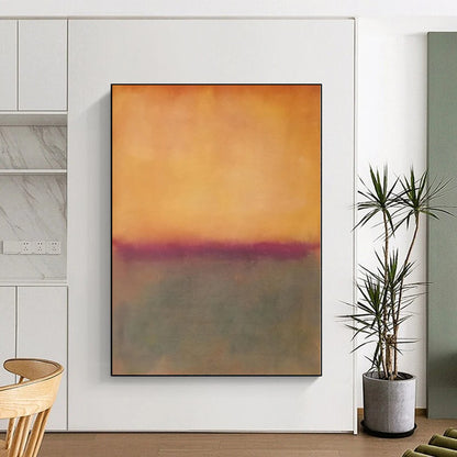 Hand-Painted Orange & Gray Color Field Abstract Painting On Canvas PT101